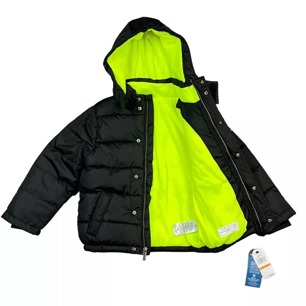 Nautica Little Boy's Hooded‎ Full Zip Jacket Size 4 (S) Black Water Resistant